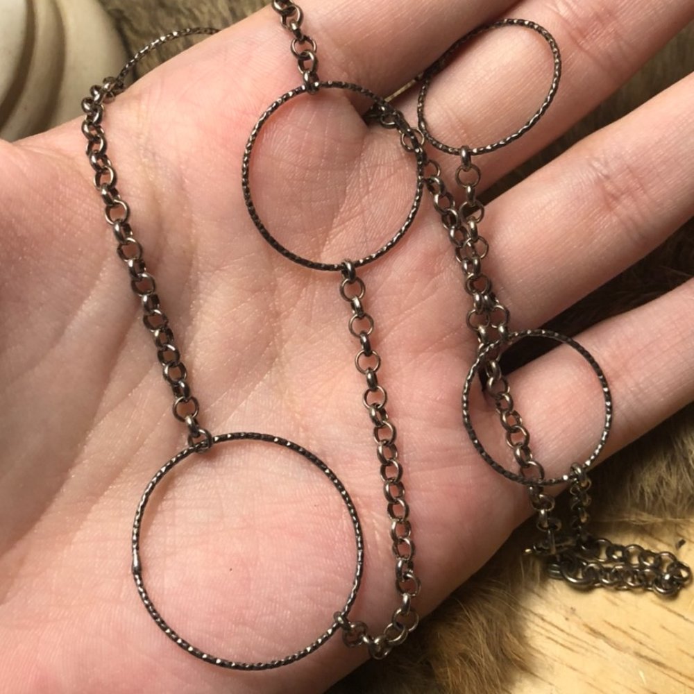 Sterling Silver Textured Loop Chain Necklace - image 1